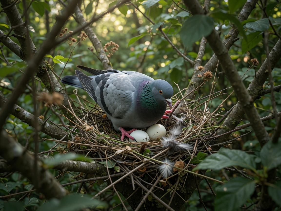 broedseizoen duif nest eieren takken
